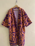 Purple Embroidered Unisex Kimono | Japanese Kimono Jacket | Purple Cotton Canvas Robe | Handmade Boho Duster | Beach Cover Up | Gift for Her