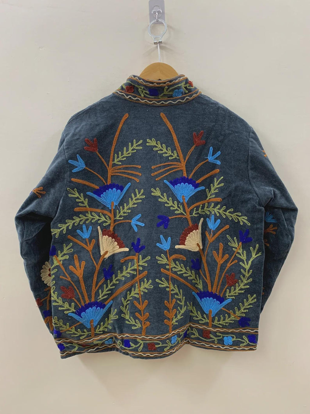 Ethnic Traditional Suzani Velvet Cropped Winter Jacket | Handmade Embroidered Boho Coat | Short Festival Kimono Outerwear | Gift for Her