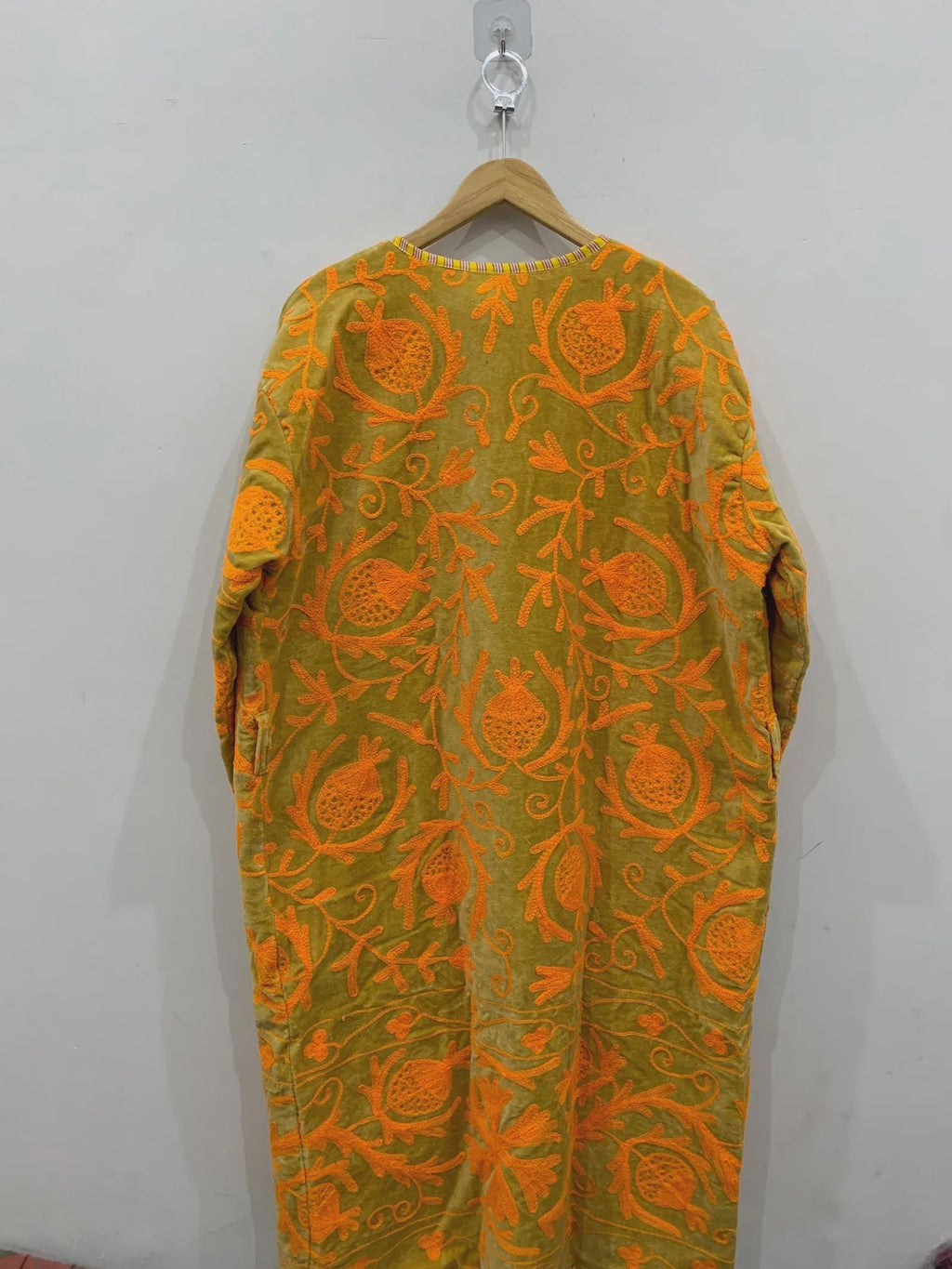 Handmade Bohemian Long Suzani Kimono Robe | Vintage Embroidered Duster Jacket | Uzbek Coat | Boho Festival Outfit | One Size | Duster Robe