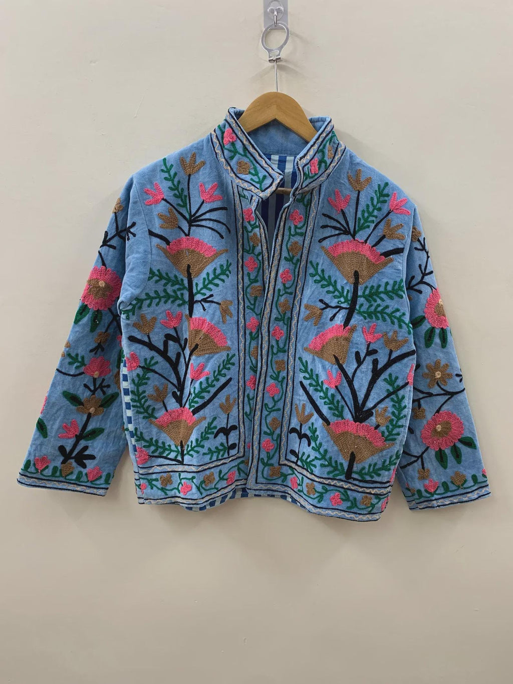 Suzani Velvet Jacket  |Oversized  Jacket | Embroidered Jacket | Ethnic Outerwear | Cropped Coat | Winter Outerwear | Gift for Her Women