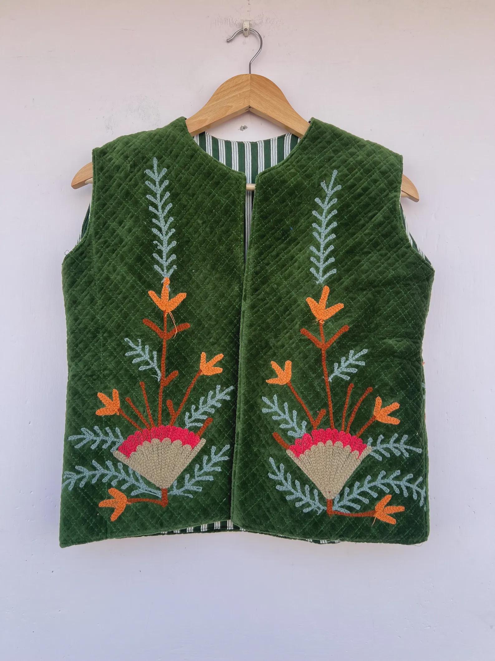 Boho Suzani Velvet Vest | Hand-Embroidered Floral Sleeveless Jacket | Vintage-Inspired Festival & Statement Layer | Ethnic Waistcoat