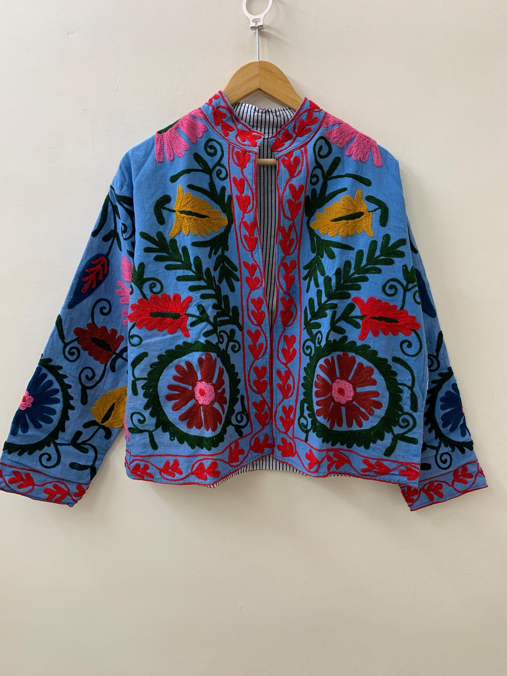 Cotton Suzani Summer Jacket | Boho Embroidered Vintage Coat | Uzbek Textile Kimono | Festival Wear | Ethnic Bohemian Outerwear- Gift For Her