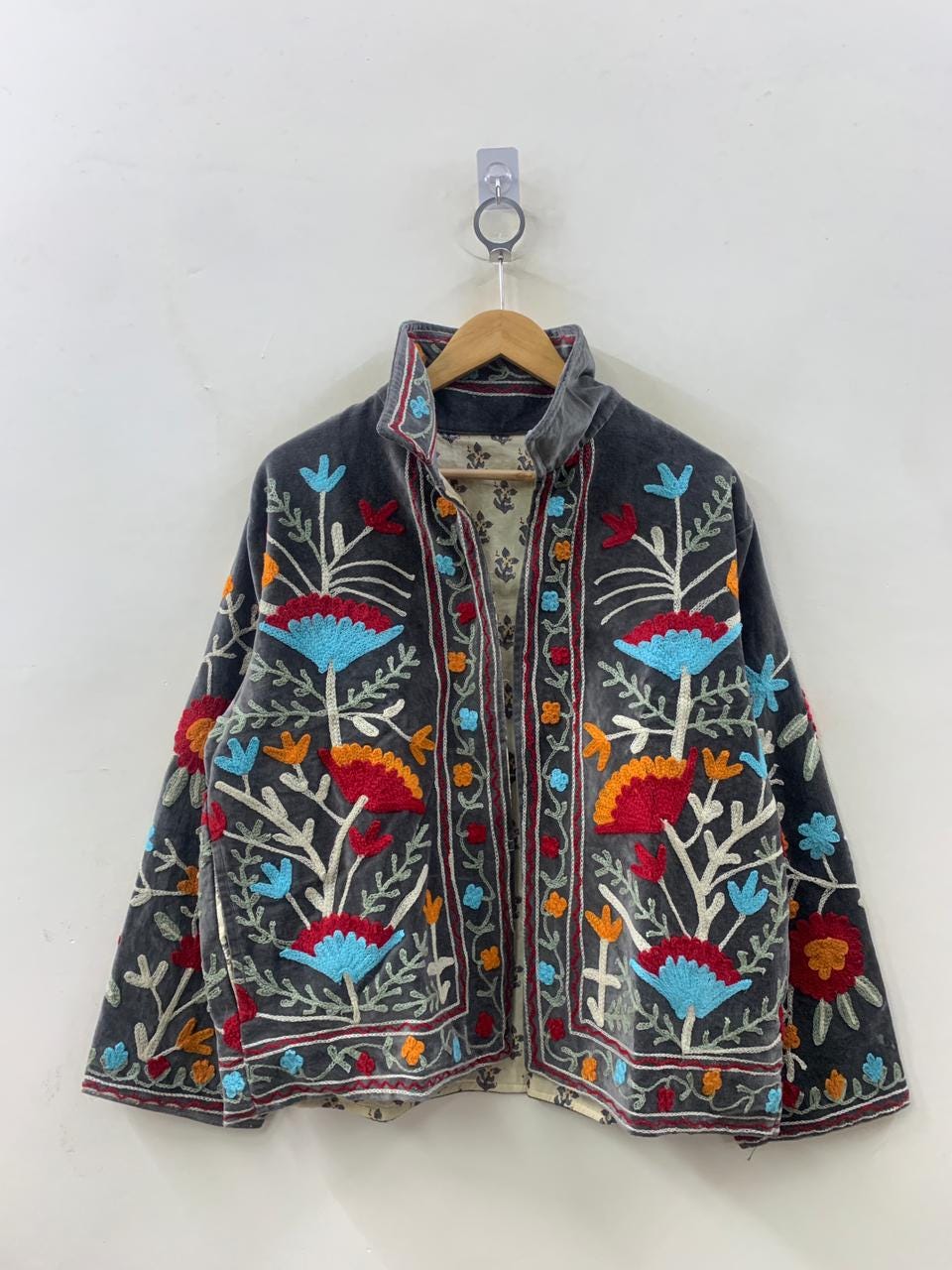 Suzani Velvet Jacket | Boho Embroidered Ethnic Coat | Vintage Short Jacket Women | Winter Warm Kimono Coat | Gift for Her | Festival Outfit