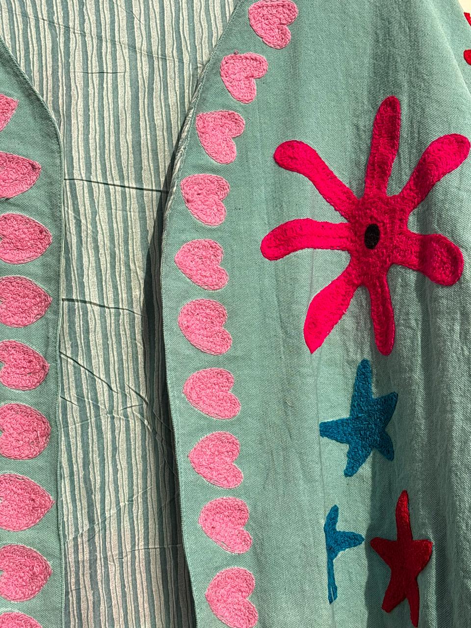 Bohemian Suzani Velvet Jacket | Embroidered Coat | Ethnic Kimono Jacket | Winter Festival Outerwear | Vintage Boho Clothing | Gift for Wife