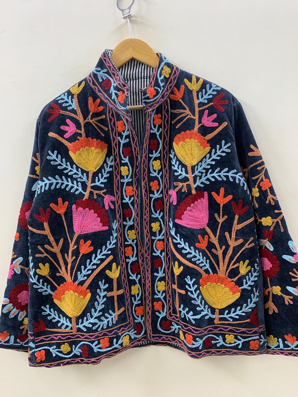 Indian Suzani Velvet Short Jacket | Suzani Embroidery Jacket | Winter Wear Women's Jacket Coat | Suzani Coat | Gift For Her |Duster Jacket
