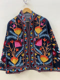 Indian Suzani Velvet Short Jacket | Suzani Embroidery Jacket | Winter Wear Women's Jacket Coat | Suzani Coat | Gift For Her |Duster Jacket