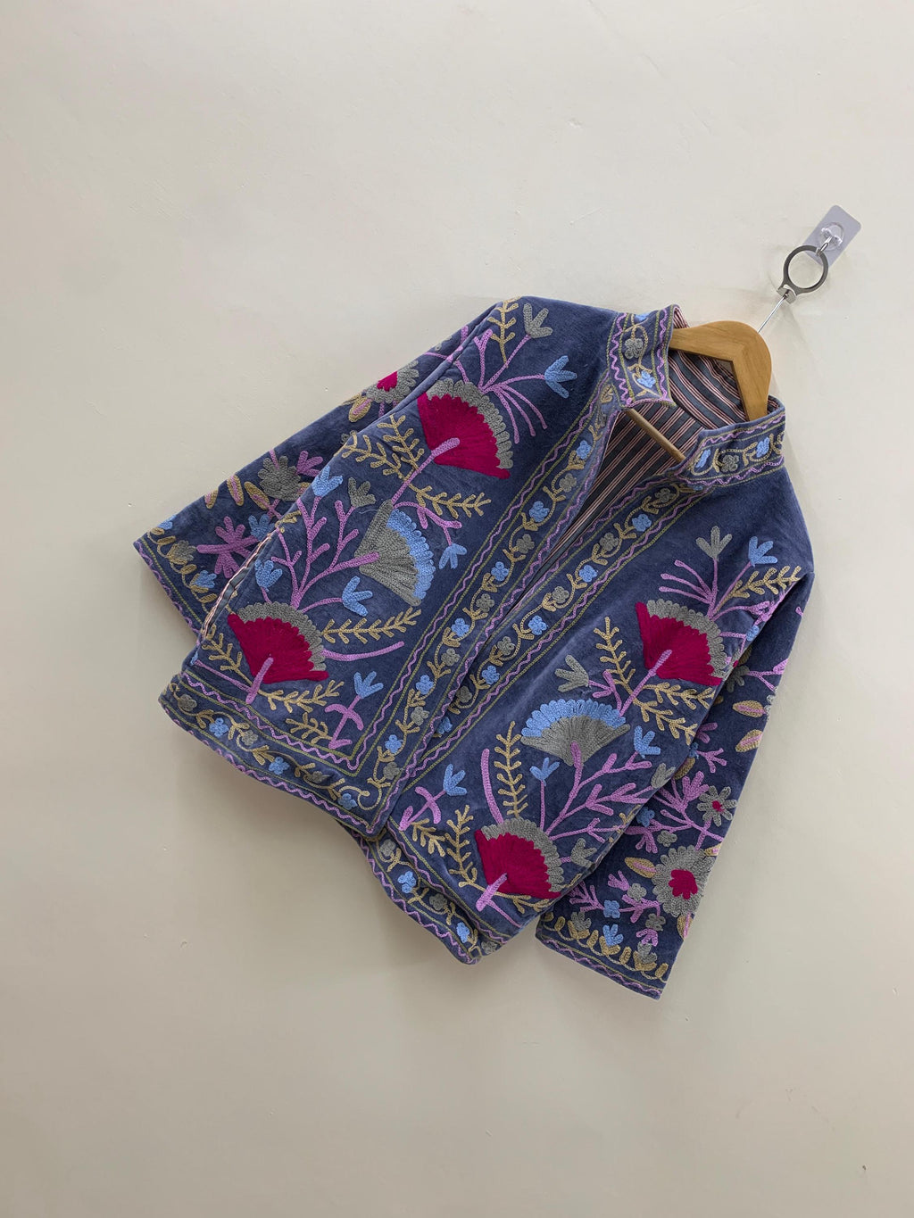 Suzani Embroidered Floral Winter Coat  |Short Velvet Jacket | Boho Festival Coat | Ethnic Outerwear | Cropped Bohemian Jacket | Gift For Her