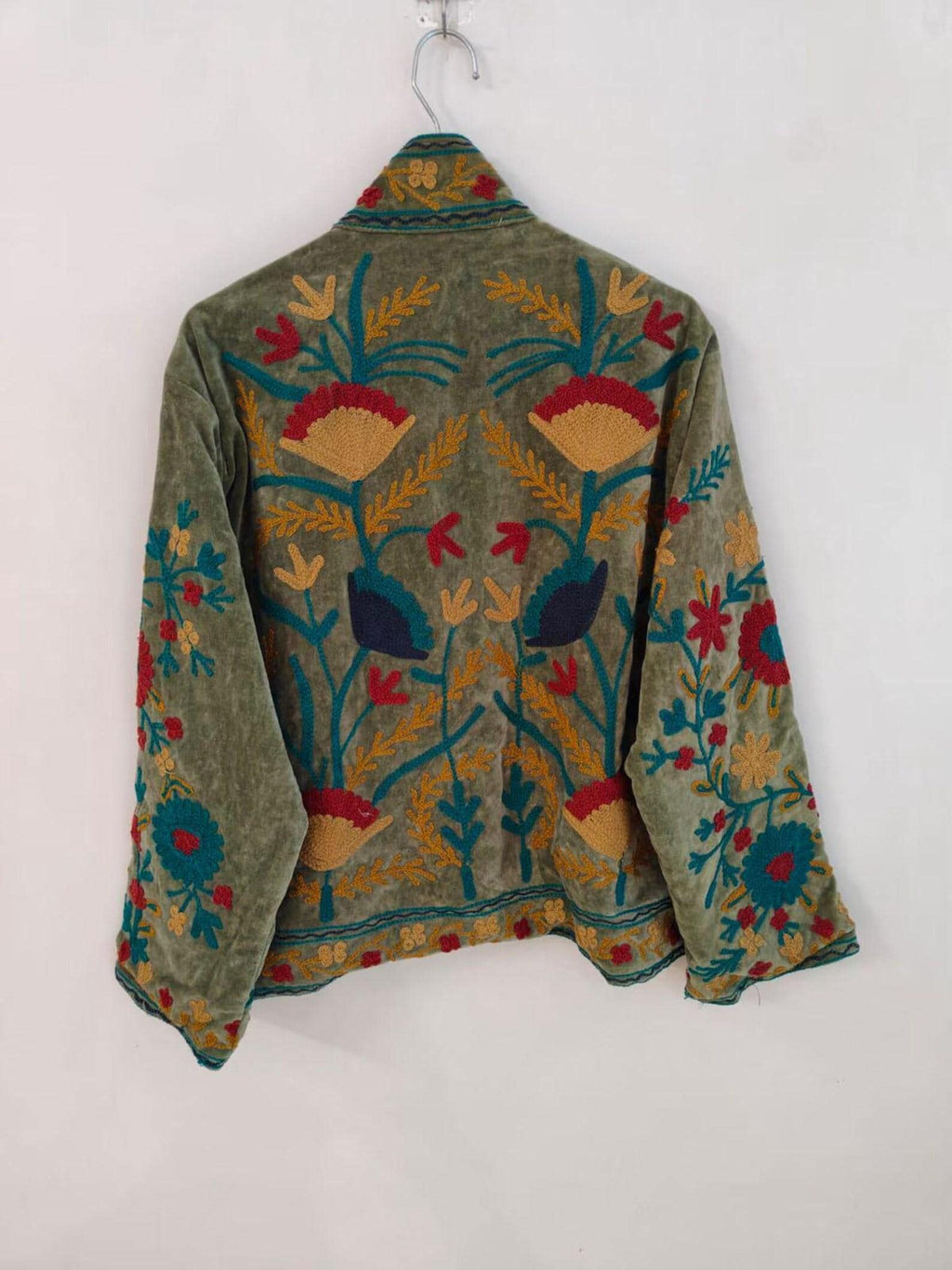 Boho Cotton Suzani Short Soft Jacket – Boho Festival Coat – Tribal Embroidered Outerwear | Spring Travel Coat | Summer Jacket | Gift For Her