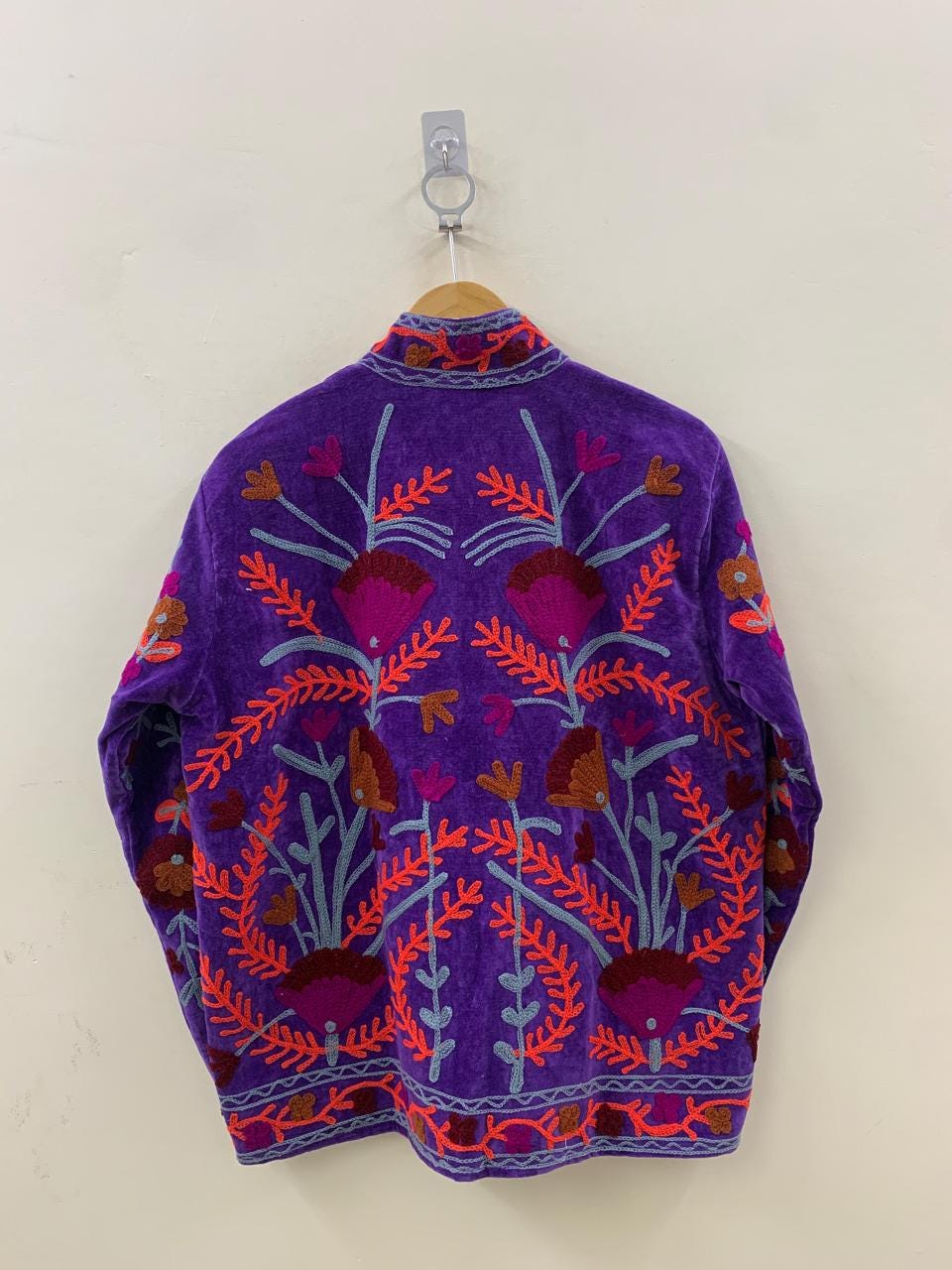 Suzani Velvet Short Boho Jacket | Embroidered Ethnic Coat |Vintage Women Jacket | Winter Spring Outerwear | Festival Clothing | Gift for Her