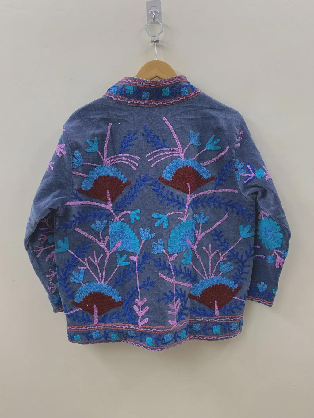 Suzani Embroidery Velvet Jacket | Traditional Jacket  | Boho Embroidered Cropped Coat | Winter Wear Jacket | Vintage Jacket | Gift for Her