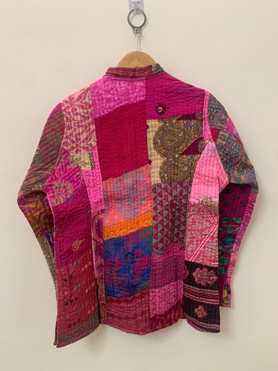 Handmade Silk Patchwork Jacket | Quilted Short Coat | Vintage Fabric Button-Up Jacket | Colorful Festival Outerwear | Bohemian Silk Jacket