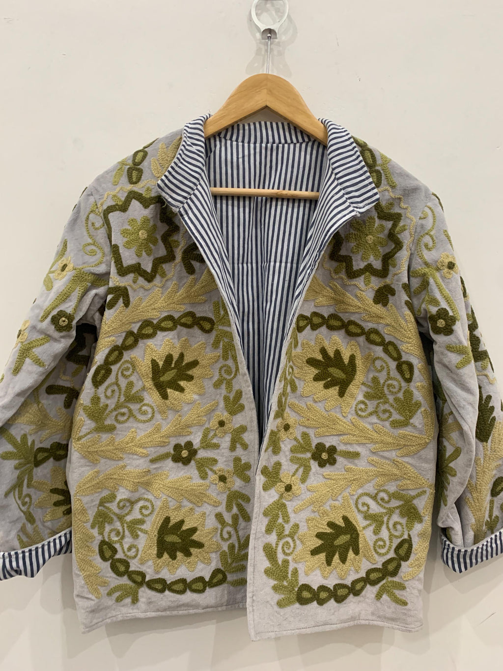 Beige Velvet Floral Suzani Embroidered Jacket |Women's Jacket | Embroidery Short Coat | Winter Coat | Winter Kimono Jacket |Gift For Her