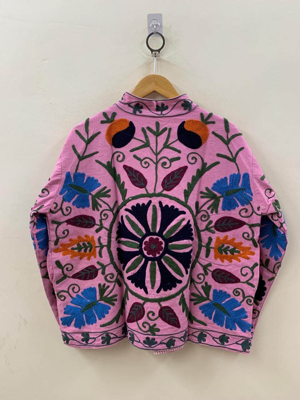 Pink Summer Cotton Suzani Short Soft Jacket – Festival Coat – Tribal Embroidered Outerwear | Spring Travel Coat | Winter wear | Gift For Her