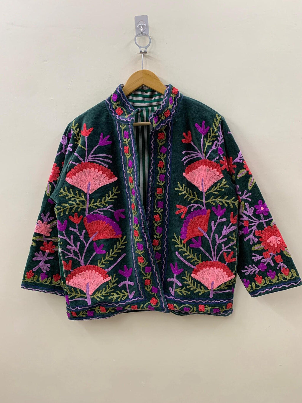 Handmade Velvet Embroidery Suzani Jacket | Boho Coat | Unisex Bridesmaid Coat | Winter Jacket | Kimono Robe, Duster Jacket, Gift For Her