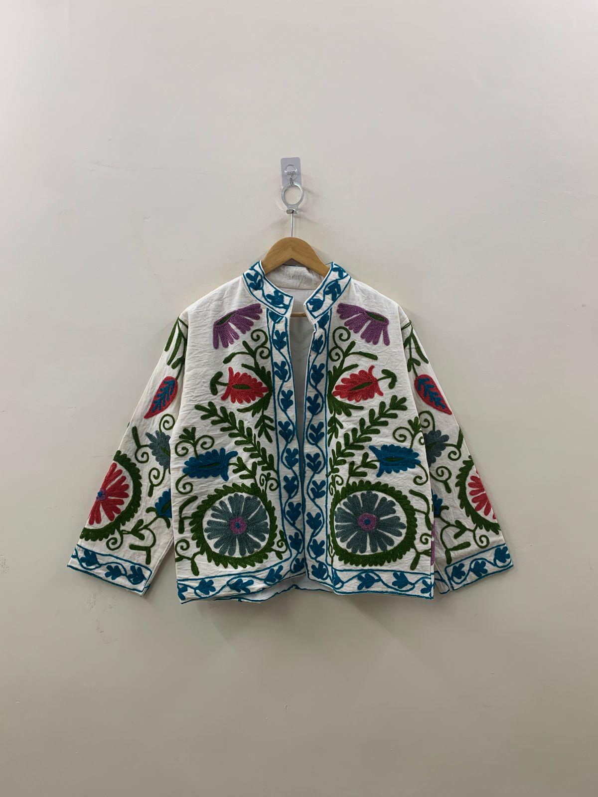Boho Floral Suzani TNT Fabric Short Jacket | Long Sleeve Button Winter Coat | Short Jacket | Spring Bomber Jacket | Gift For Her | TNT Coat