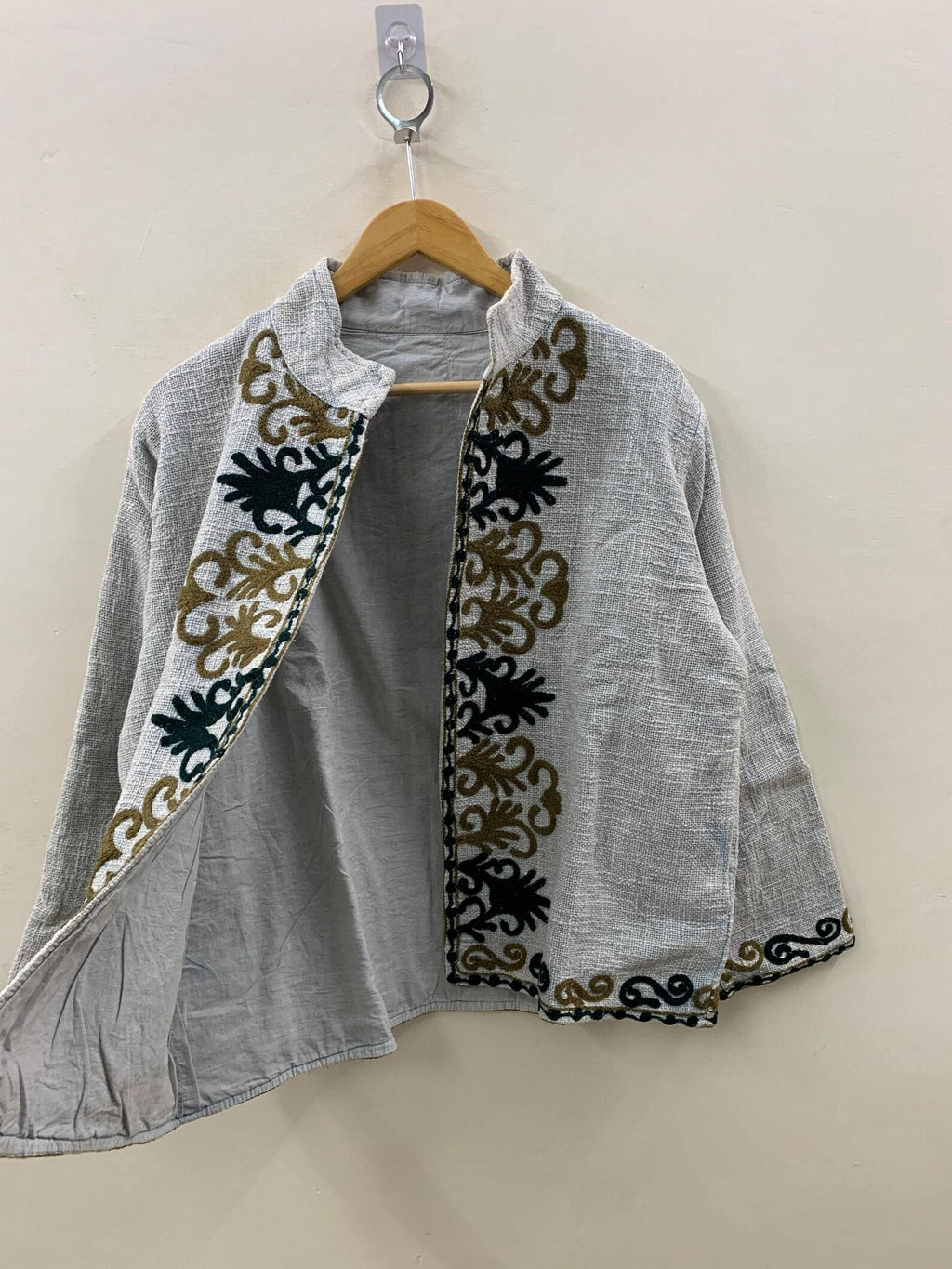 TNT Suzani Short Summer Jacket | Embroidered Floral Coat Robe | Ethnic Uzbek Textile | Festival Kimono Jacket |Warm Outerwear |Gift For Her