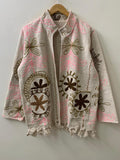 Statement Ethnic Embroidered Cotton Suzani Kimono | Boho Tribal Shrug | Lightweight Spring Outerwear | Long Duster Jacket