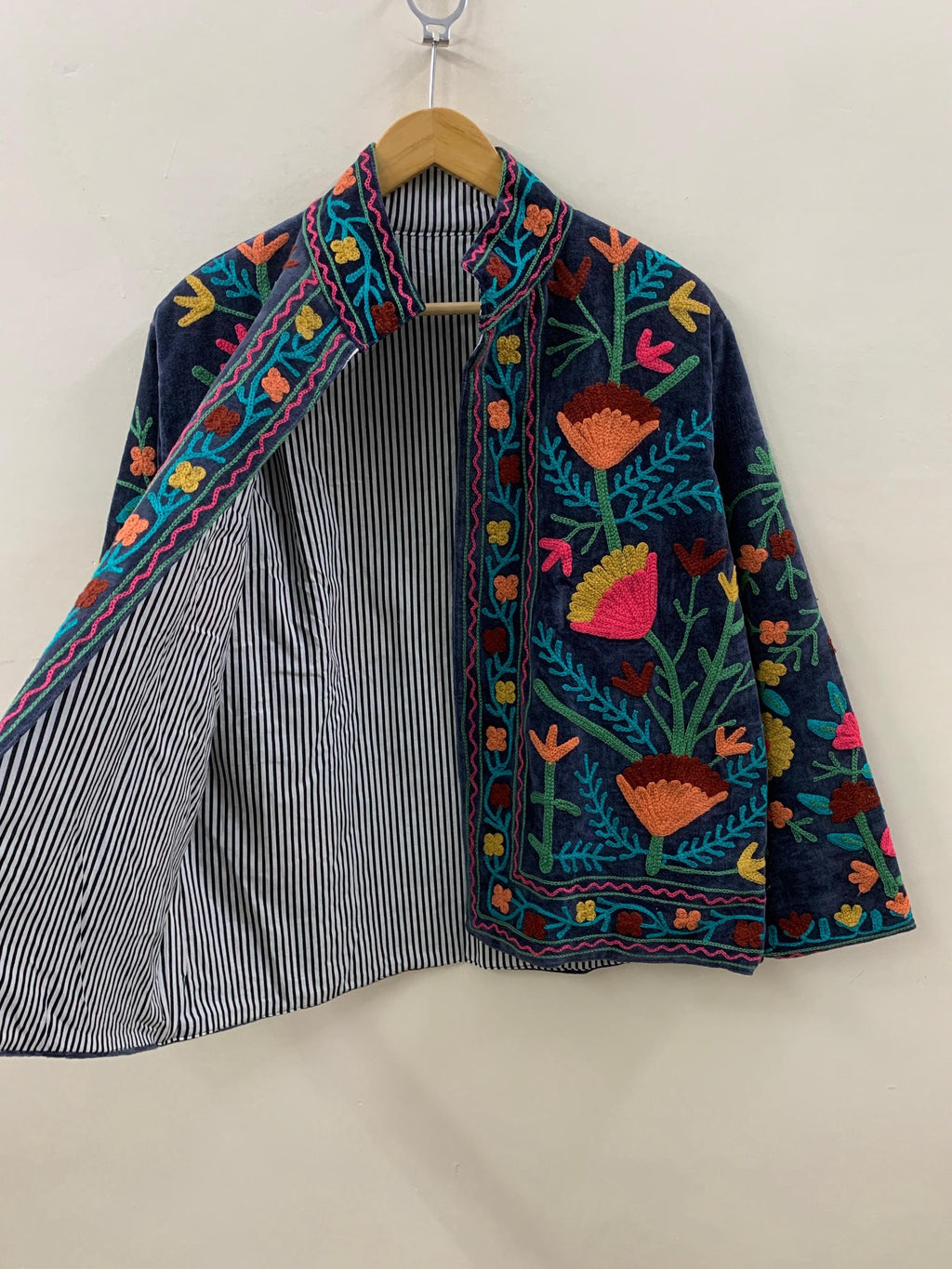 Bohemian Suzani Velvet Short Jacket | Suzani Embroidery Jacket | Winter Wear Women's Jacket Coat | Suzani Coat | Gift For Her |Duster Jacket