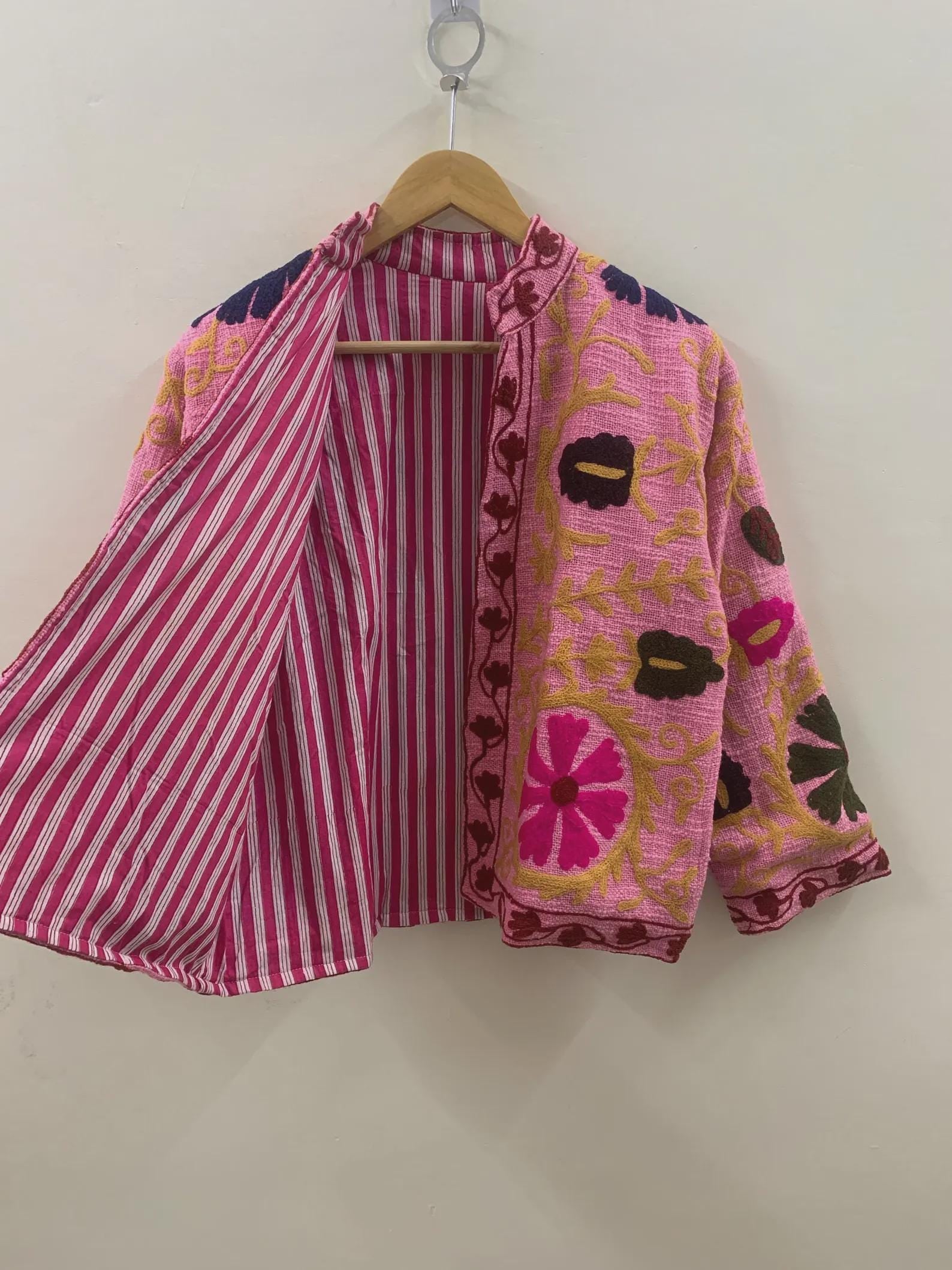 Suzani TNT Fabric Short Spring Jacket | Duster Jacket | Button Winter Outerwear