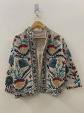 Embroidered TNT Suzani Short Summer Jacket | Floral Coat Robe | Ethnic Uzbek Textile | Festival Kimono Jacket |Warm Outerwear |Gift For Her