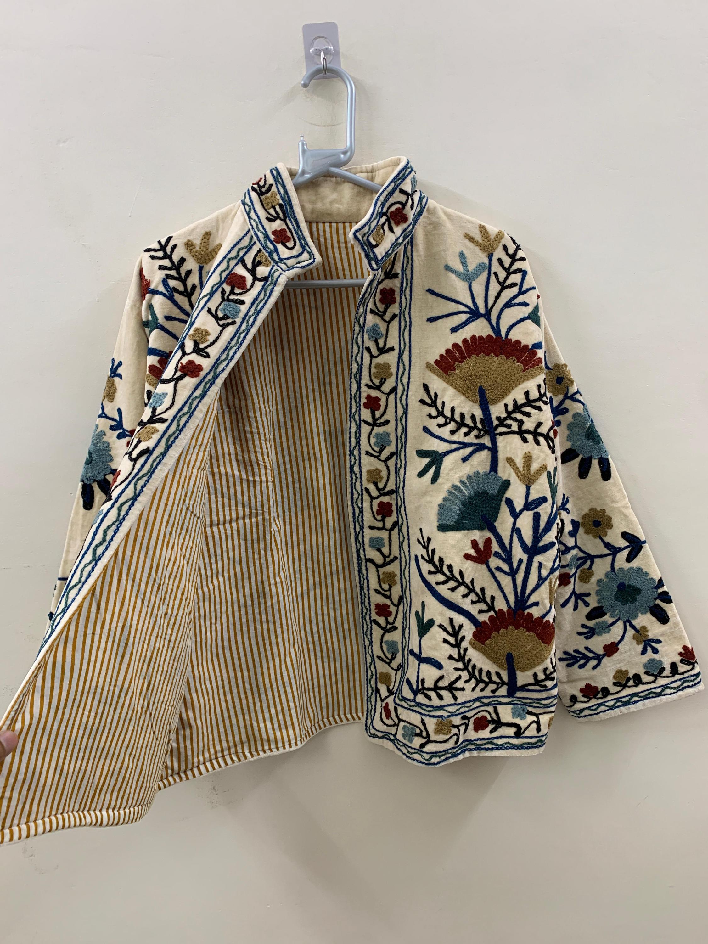 Velvet Suzani Jacket | Floral Embroidered Uzbek Coat | Boho Festival Outerwear | Vintage Bohemian Blazer | Women's Jacket | Gift for Her
