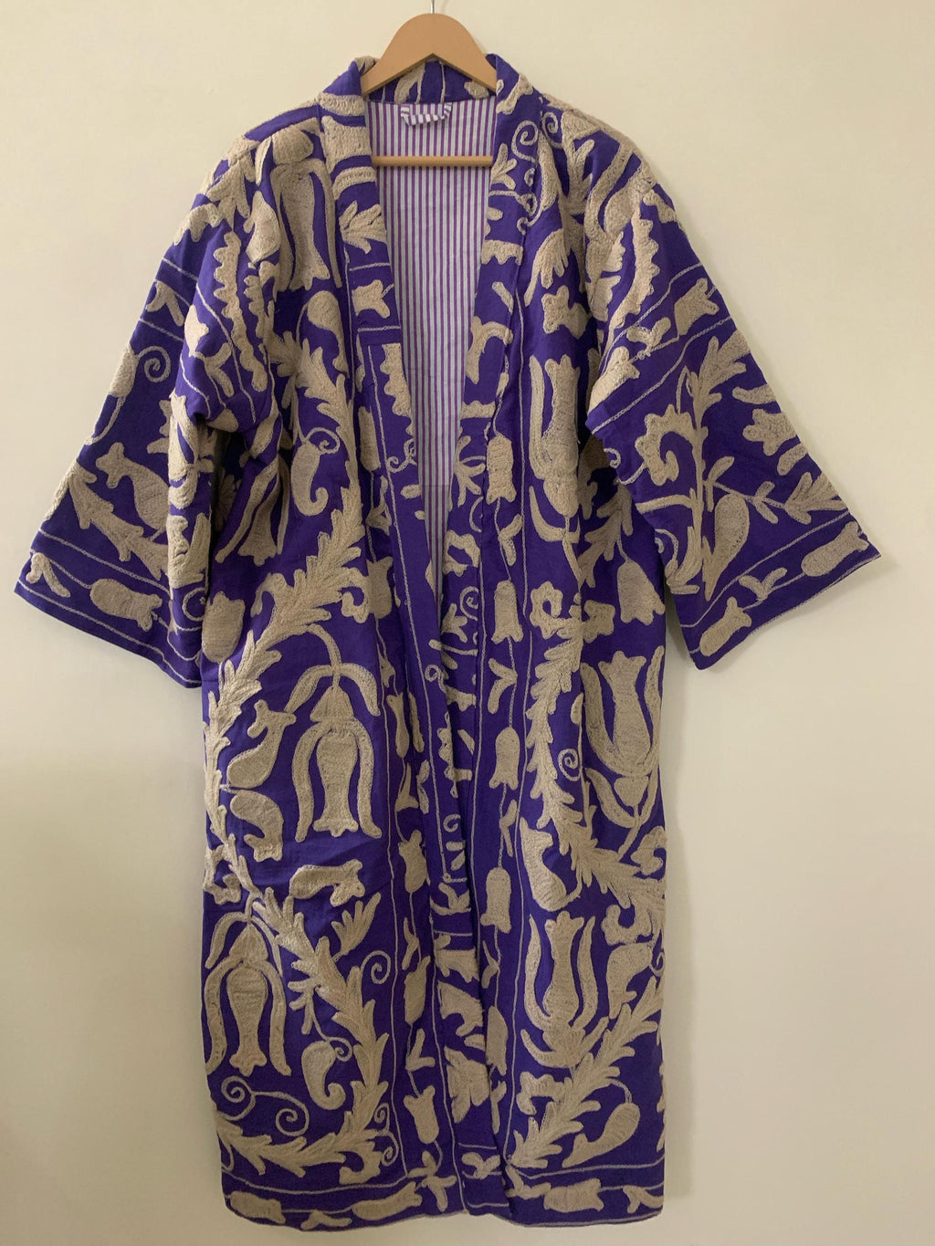 Boho Kimono Jacket | Hand Embroidered Cotton Canvas Kimono | Women Kimono Robe | Beach Cover Up | Festival Outfit | Resort Wear