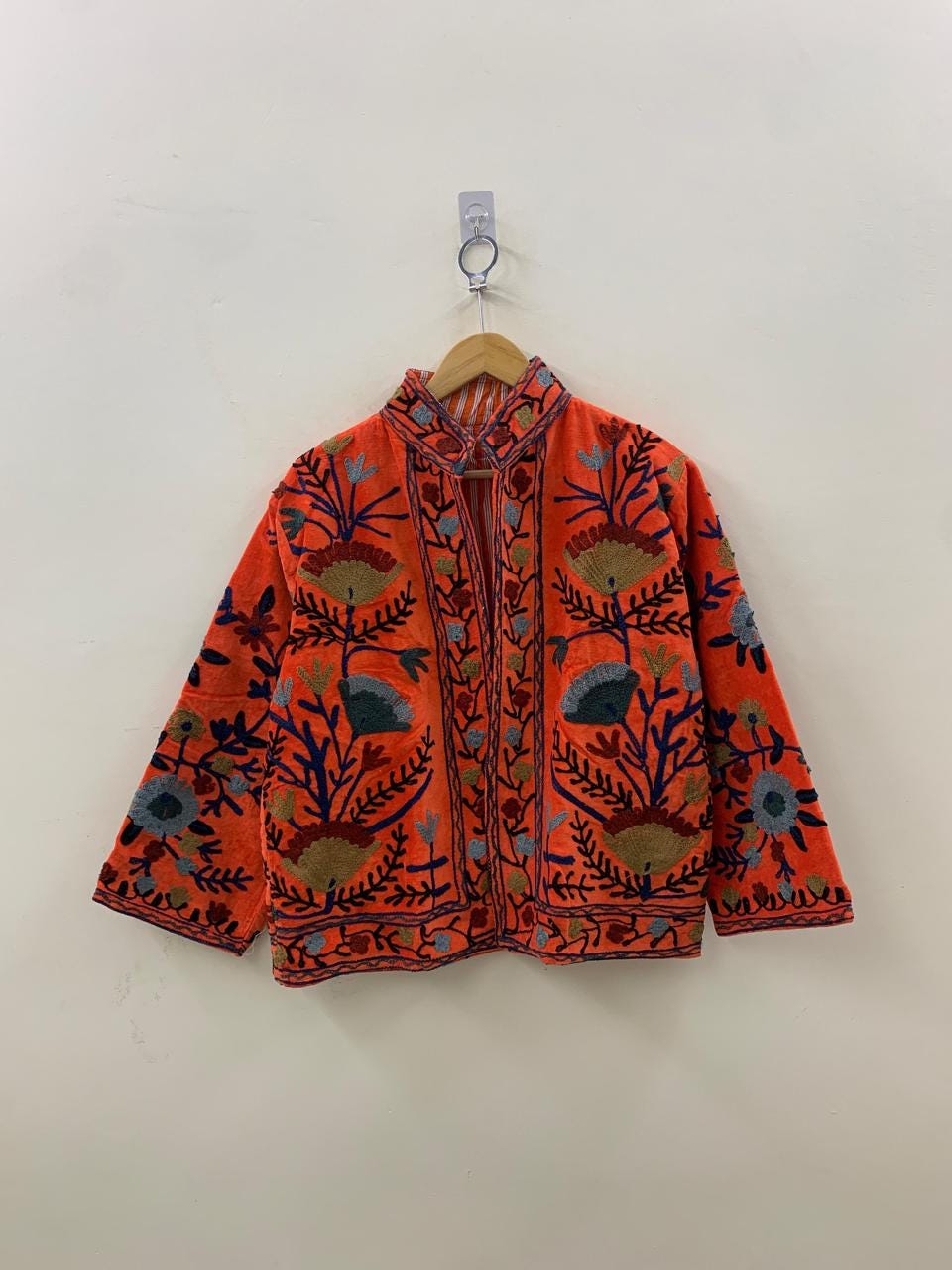 Boho Velvet Suzani Jacket | Short Embroidered Ethnic Coat | Vintage Bomber Jacket Women | Winter Outfit | Festival Jacket | Gift for Her