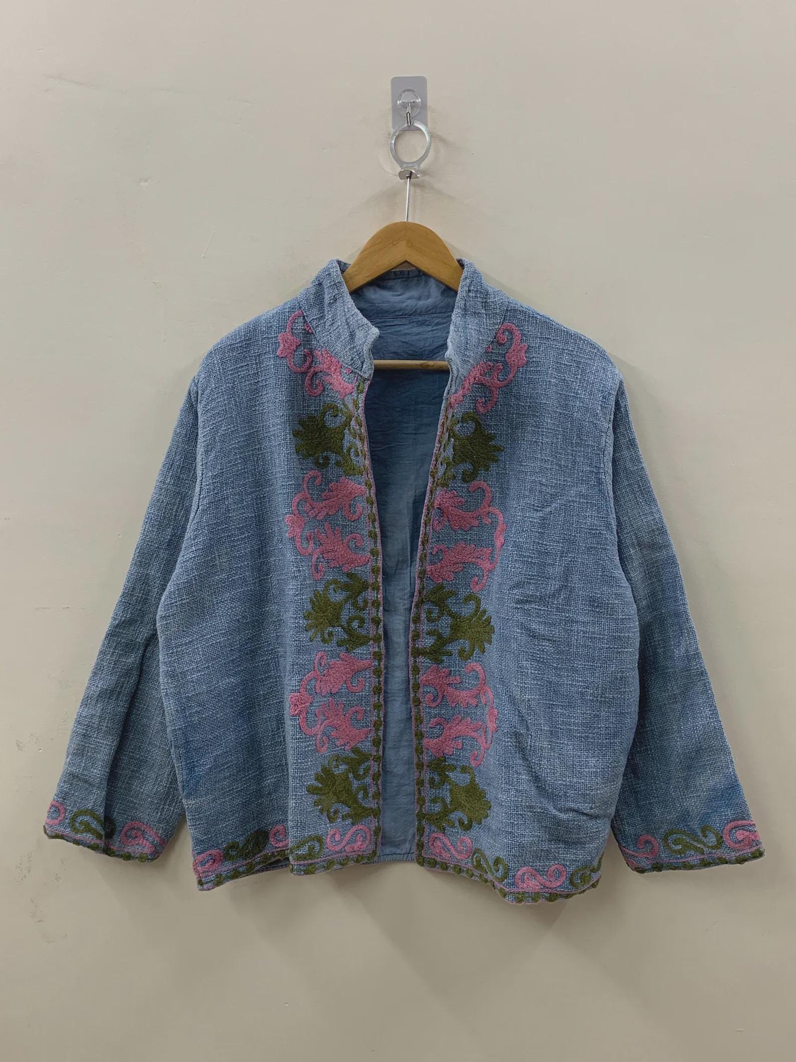 Embroidered TNT Suzani Short Summer Jacket | Floral Coat Robe | Ethnic Uzbek Textile | Festival Kimono Jacket |Warm Outerwear |Gift For Her