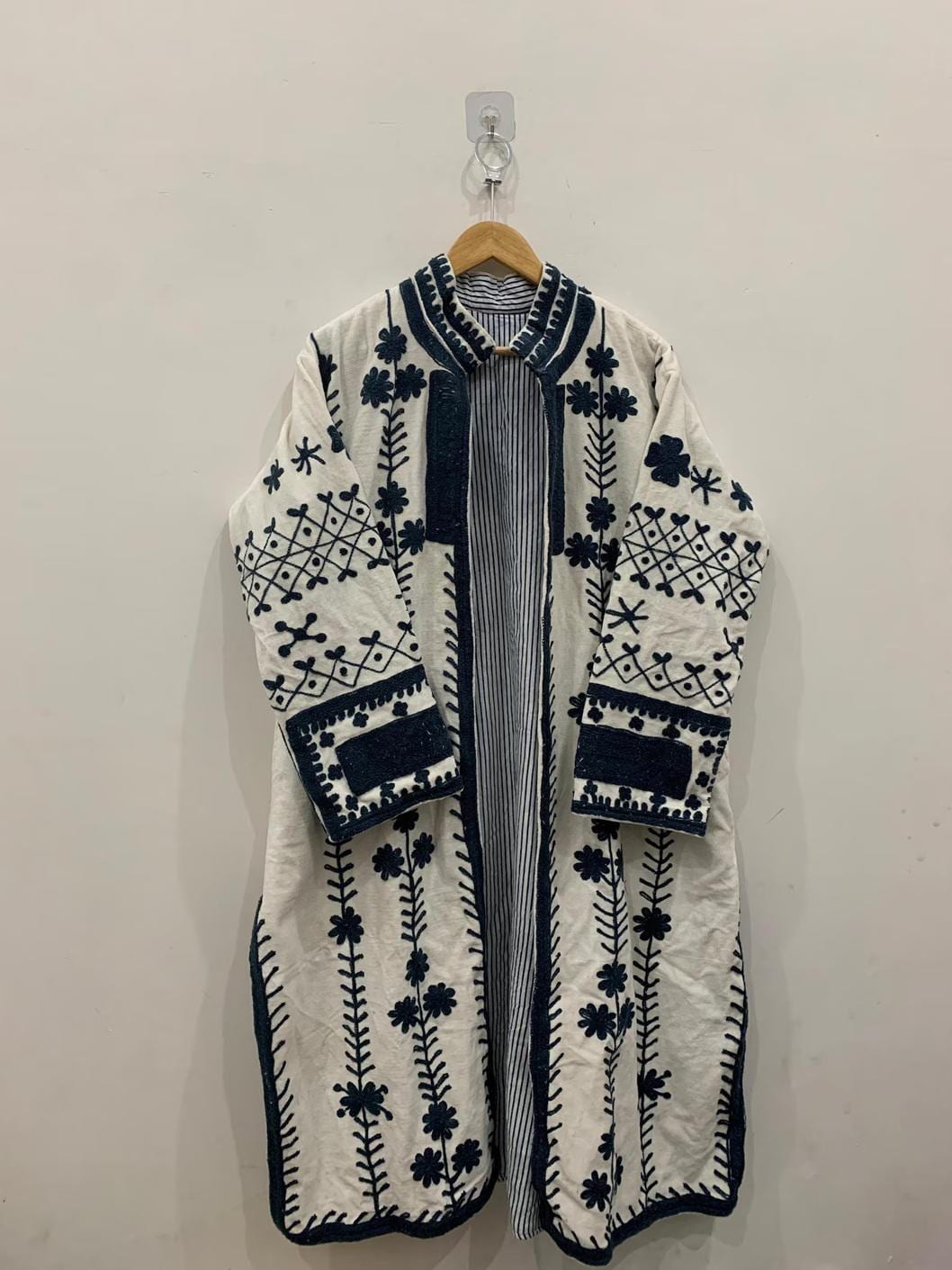 Long Suzani Kimono Jacket | Boho Embroidered Duster | Vintage Uzbek Coat | Gift For Her
