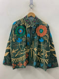 Green Boho Suzani Embroidered Velvet Jacket | Vintage Style Winter Coat | Gift For Her | Ethnic Fashion Coat | Gypsy Style Coat