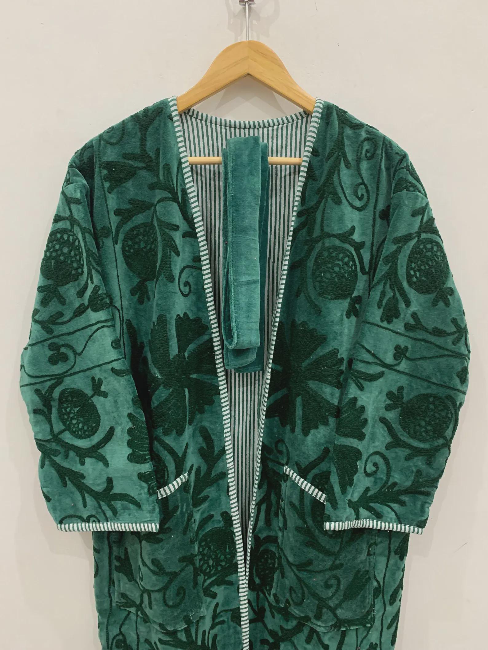 Bohemian Long Suzani Kimono Robe | Vintage Embroidered Duster Jacket | Handmade Uzbek Coat | Boho Festival Outfit | One Size | Duster Robe