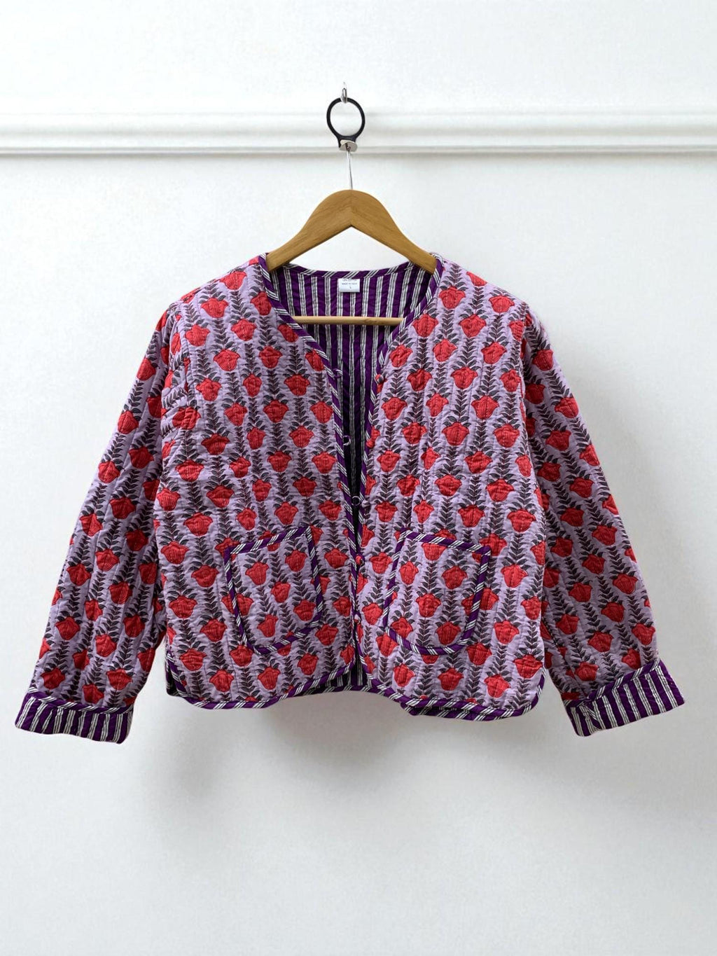 Women's Cotton Quilted Cropped Boho Jacket | Printed Lightweight Cropped Jacket | Spring Jacket | Bomber Jacket | Gift For Her | Outerwear