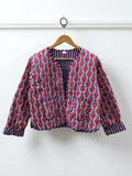 Women's Cotton Quilted Cropped Boho Jacket | Printed Lightweight Cropped Jacket | Spring Jacket | Bomber Jacket | Gift For Her | Outerwear