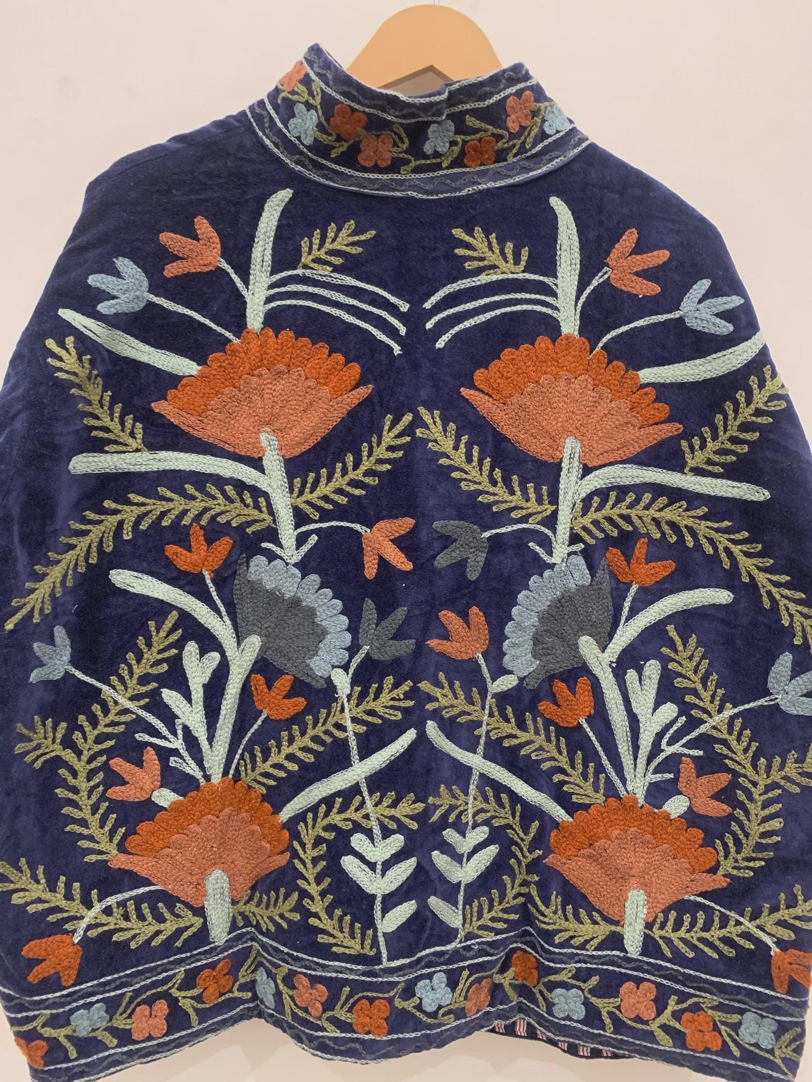 Blue Suzani Velvet Short Jacket | Vintage Button Winter Coat | Short Ethnic Jacket | Spring Bomber Jacket | Gift For Her | Suzani Outerwear