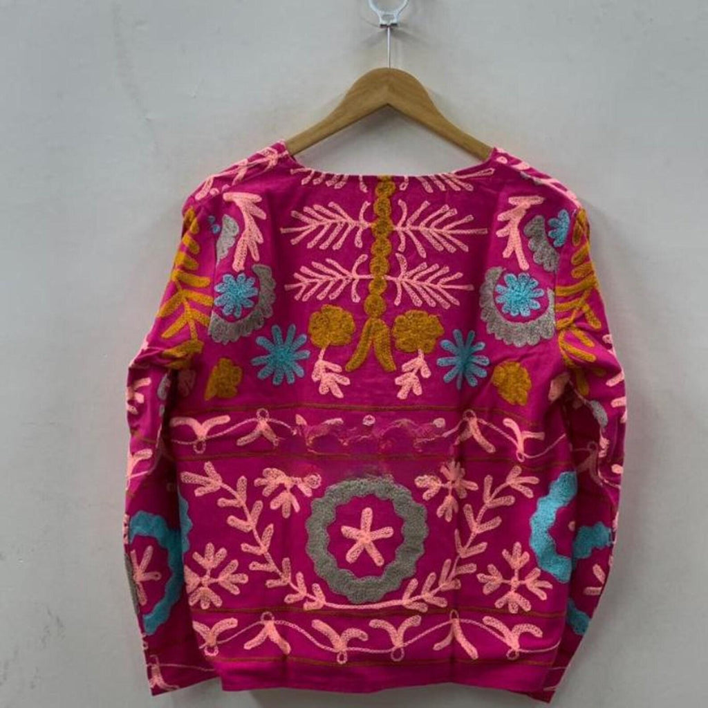 Indian Embroidered Velvet Jacket - Suzani Coat - Festival Bohemian Clothing - Handmade Vintage Style Suzani Jacket -Gift For Her