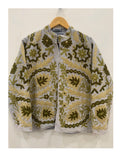 Beige Velvet Floral Suzani Embroidered Jacket |Women's Jacket | Embroidery Short Coat | Winter Coat | Winter Kimono Jacket |Gift For Her