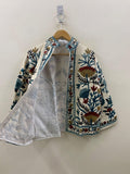 White Suzani TNT Fabric Short Boho Jacket | Long Sleeve Button Winter Coat | Short Jacket | Spring Bomber Jacket | Gift For Her | TNT Coat
