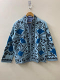 Blue Suzani TNT Jacket Women |Oversize Crop Jacket | Short Boho Jacket | Long Sleeve Jacket | Ethnic Jacket |Lightweight Coat | Gift for Her