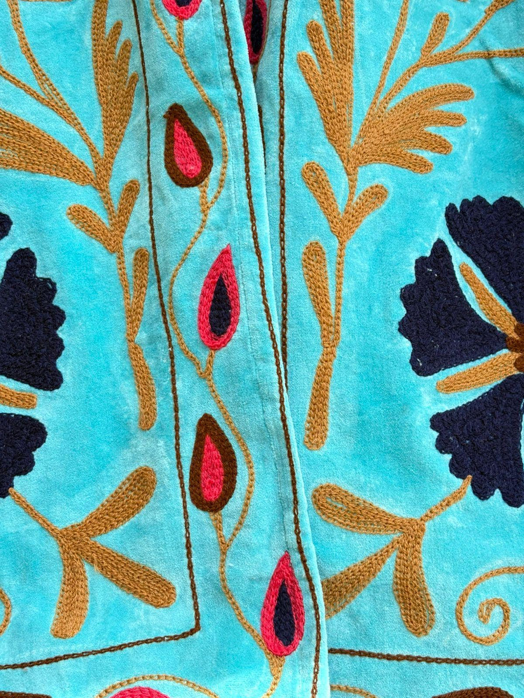 Blue Bohemian Suzani Velvet Artisan Jacket | Embroidered Traditional Coat | Ethnic Kimono Outerwear | Oversize Winter Jacket | Gift for Her