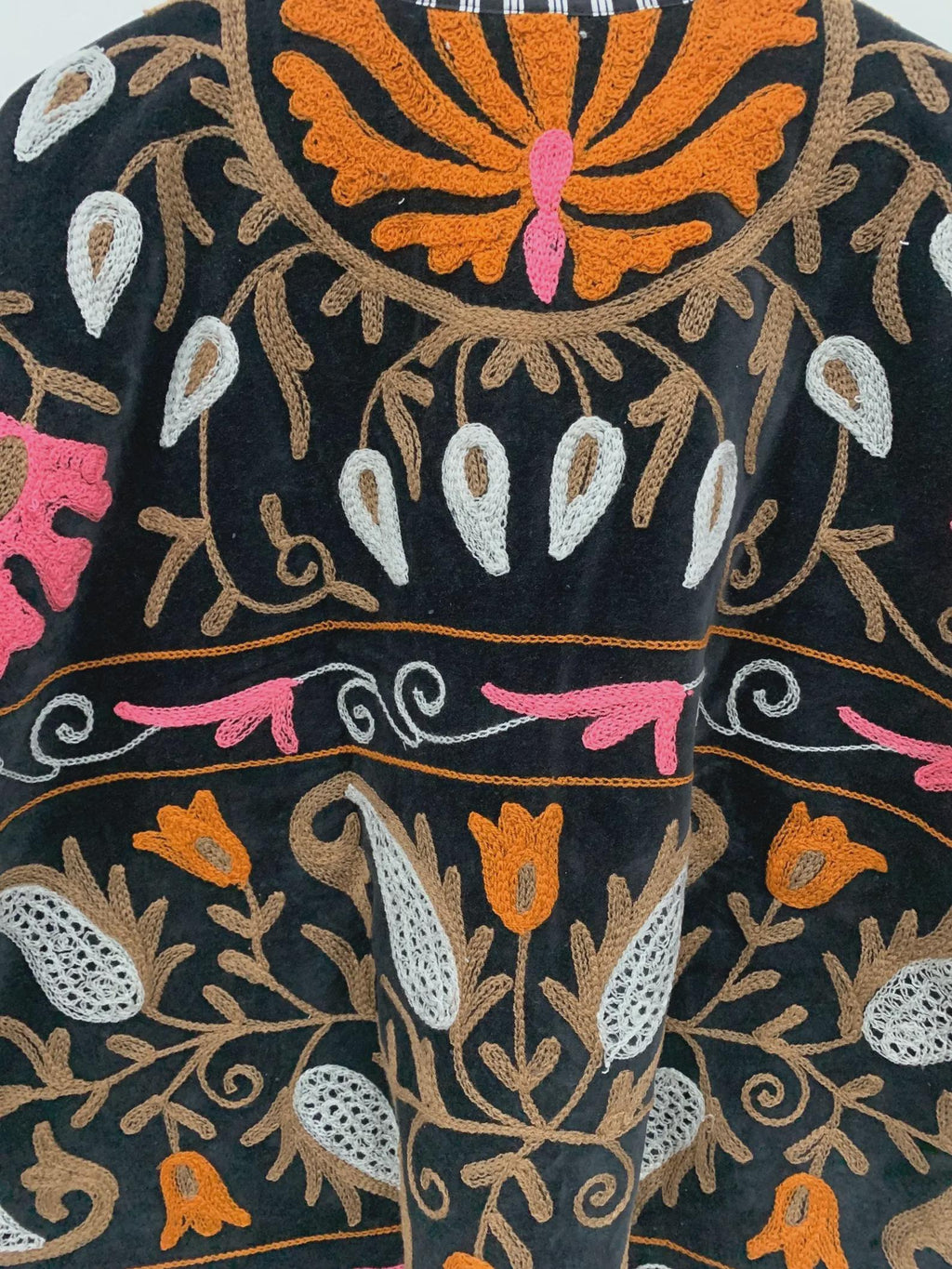 Velvet Suzani Embroidered Kimono Jacket: Handmade Indian Short Coat | Gift For Her