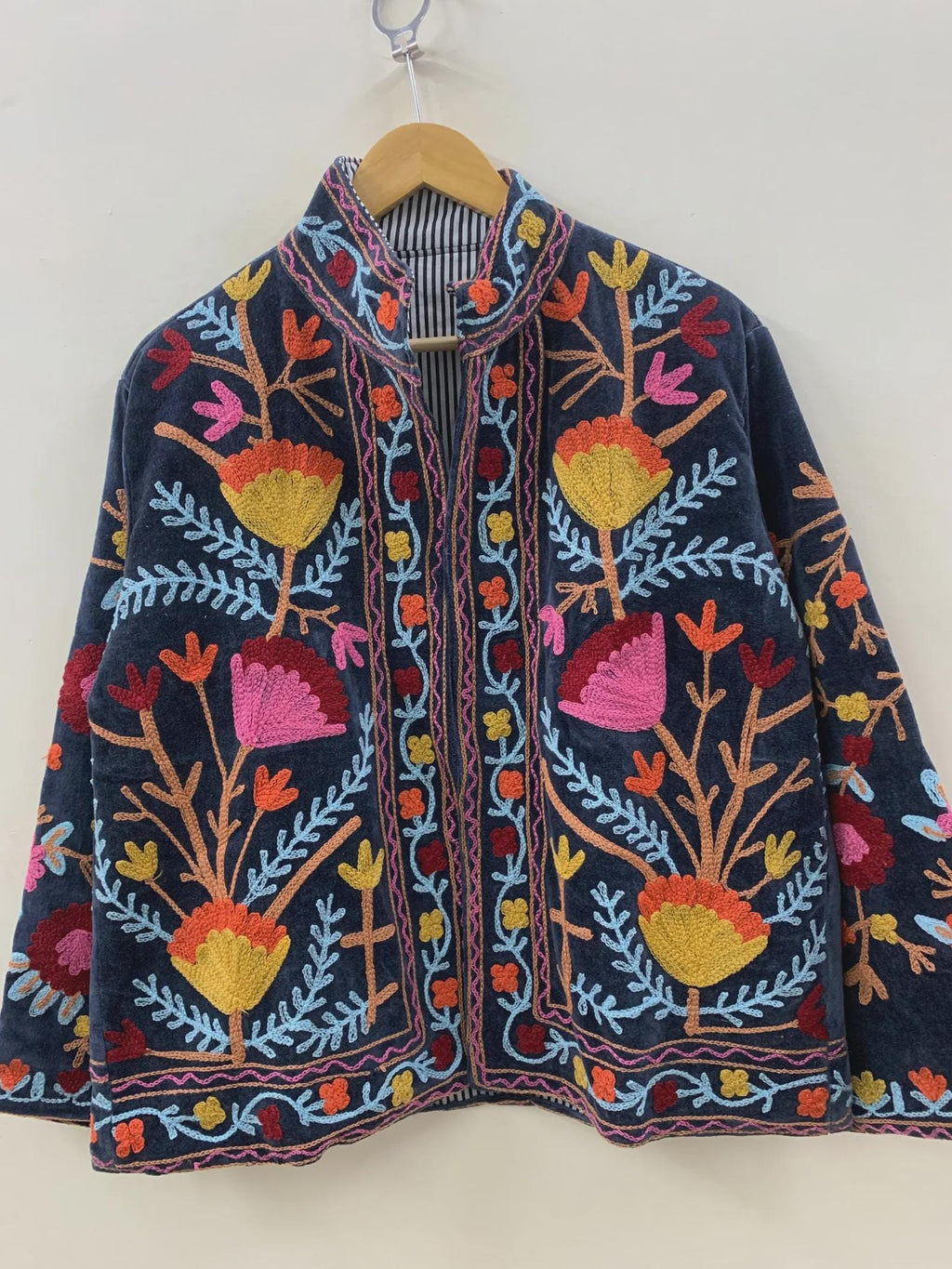 Velvet Suzani Floral Jacket | Women Winter Kimono Jacket | Embroidered Jacket | Winter Warm Coat | Handmade Jacket | Gift for Her