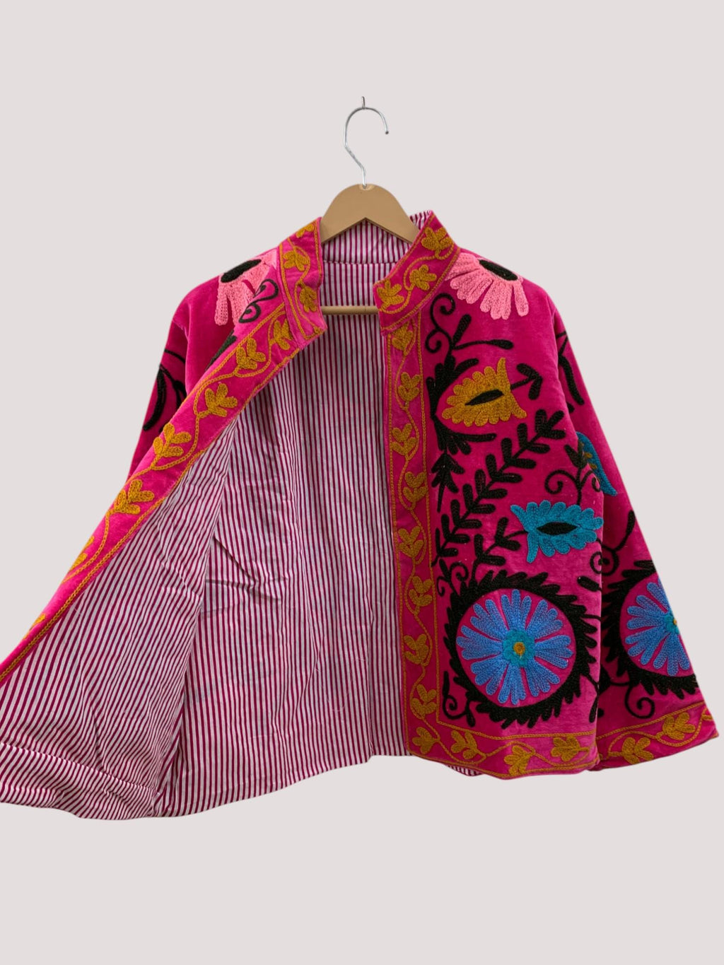 Red Suzani Velvet Short Jacket | Indian Suzani Embroidery Jacket | Winter Wear Women's Jacket | Suzani Coat | Gift For Her | Duster Jacket
