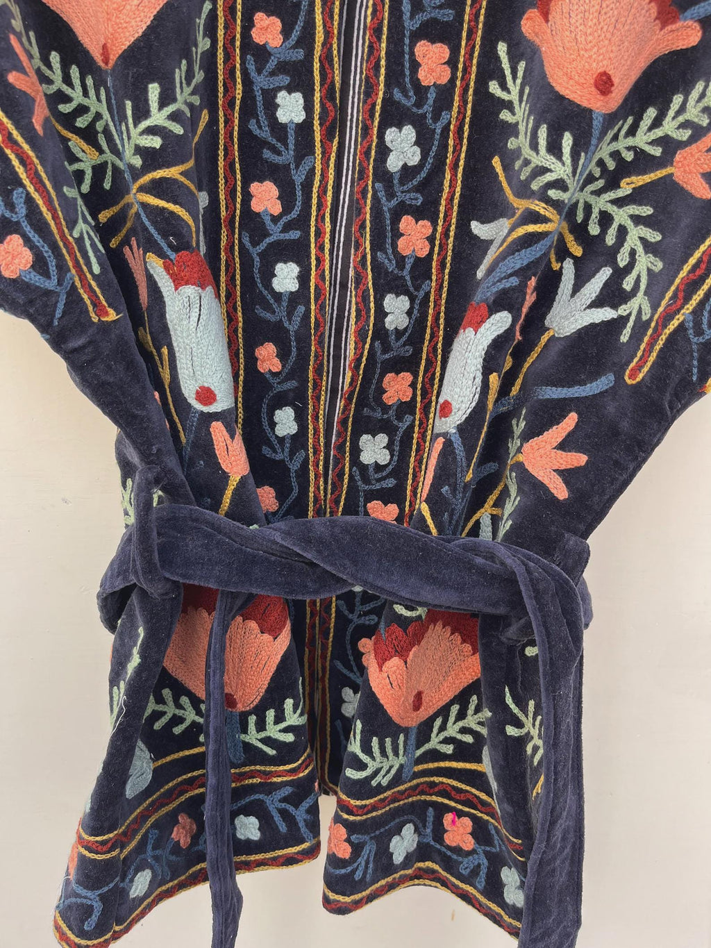Black Velvet Suzani Embroidered Vest | Festival Waistcoat | Handmade Ethnic Jacket | Sleeveless Bohemian Waistcoat | Belted Vintage Vest