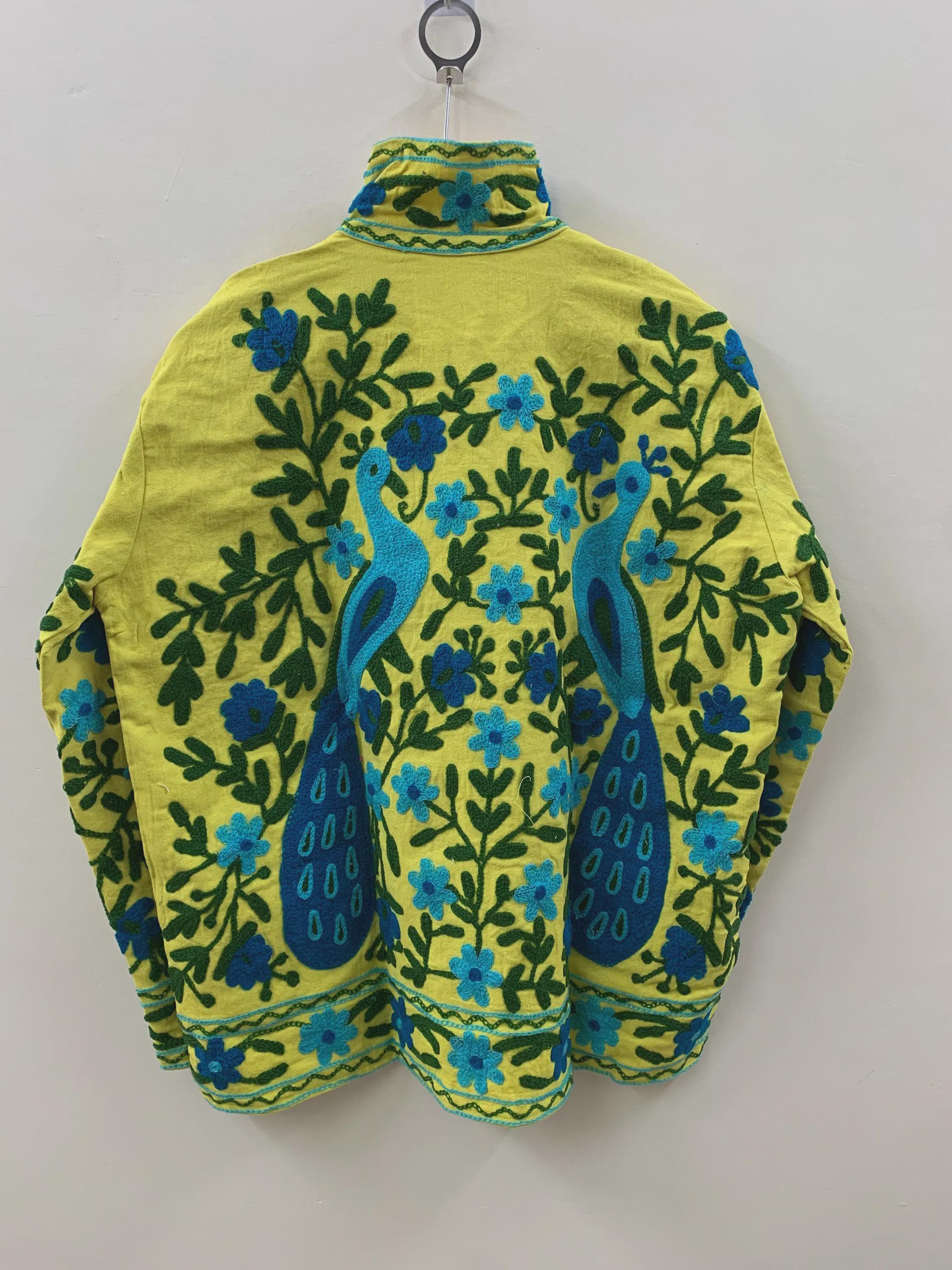 Vintage Cotton Suzani Boho Embroidered Coat |Bomber Coat |Ethnic Floral Peacock Jacket |Colorful Festival Clothing |Bohemian Outerwear |Gift