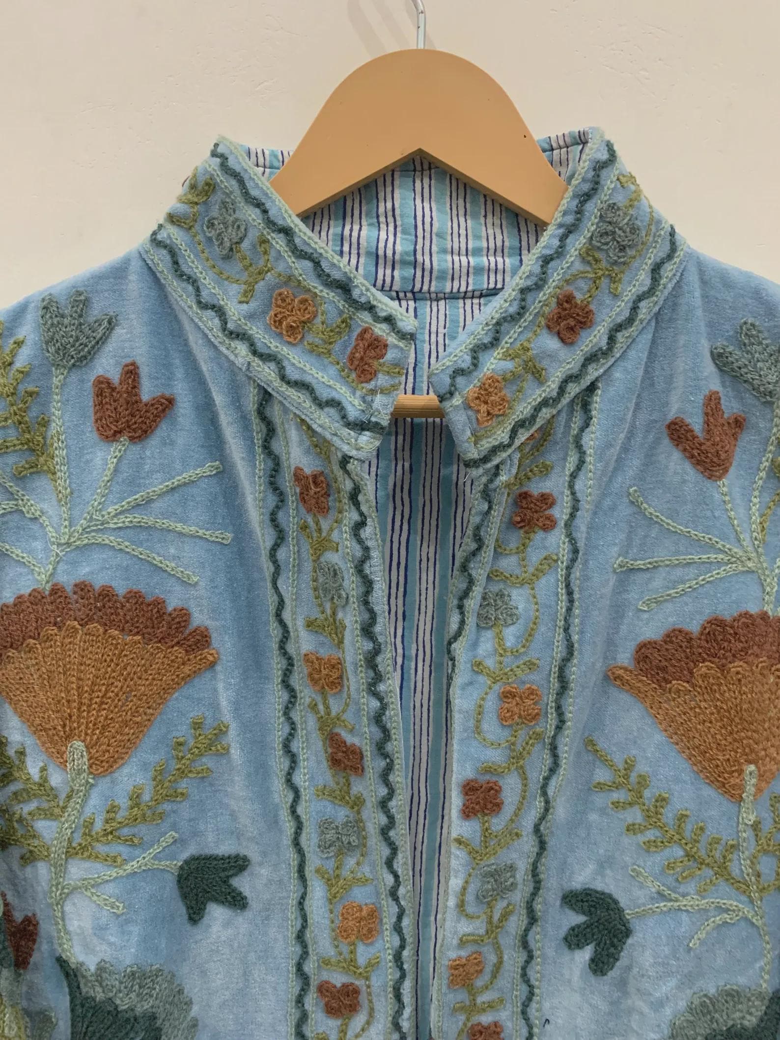 Indian Embroidered Velvet Jacket - Suzani Coat - Festival Bohemian Clothing for Women - Handmade Vintage Style Suzani Jacket -Gift For Her