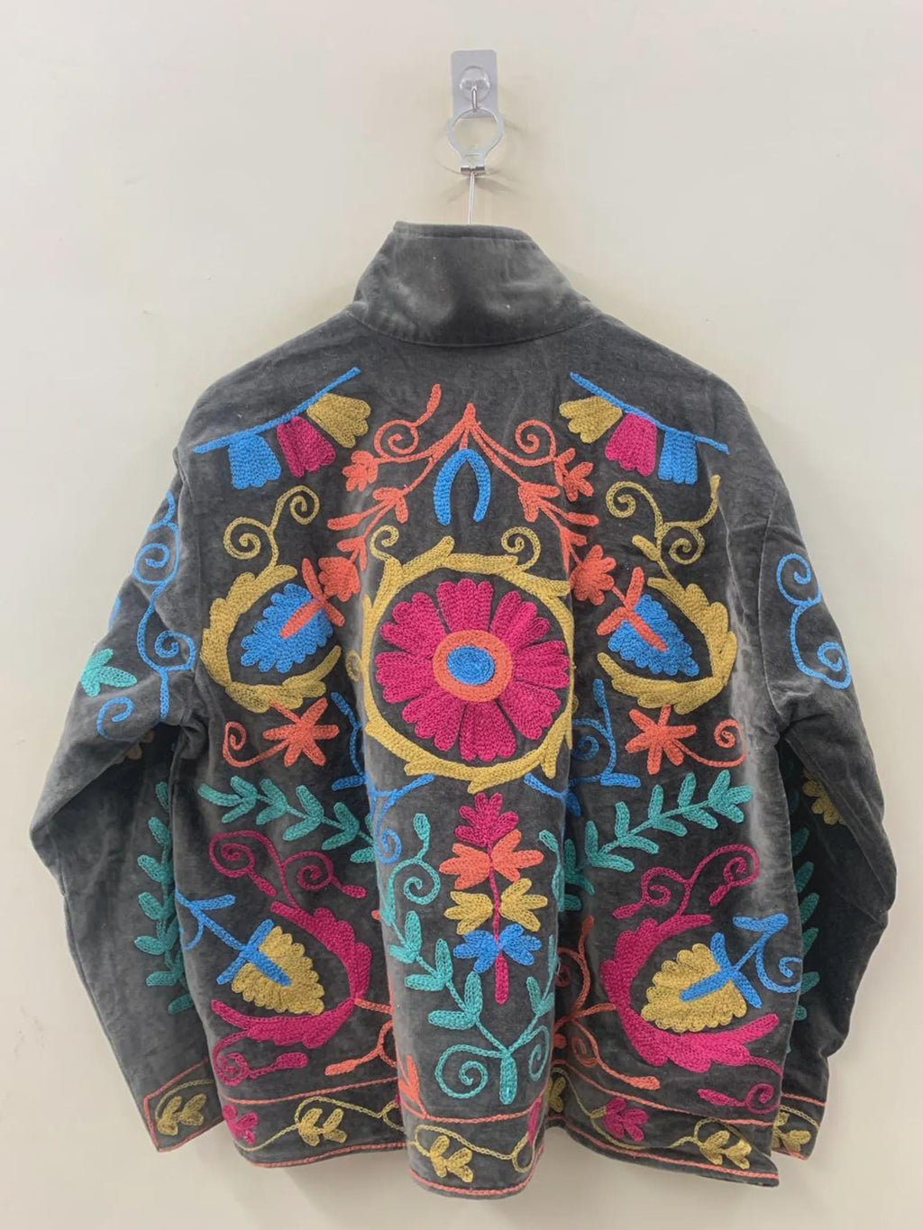 Suzani Embroidered Velvet Winter Jacket | Short Festival Coat | Ethnic Bohemian Outerwear | Winter Kimono Jacket | Gift For Wife