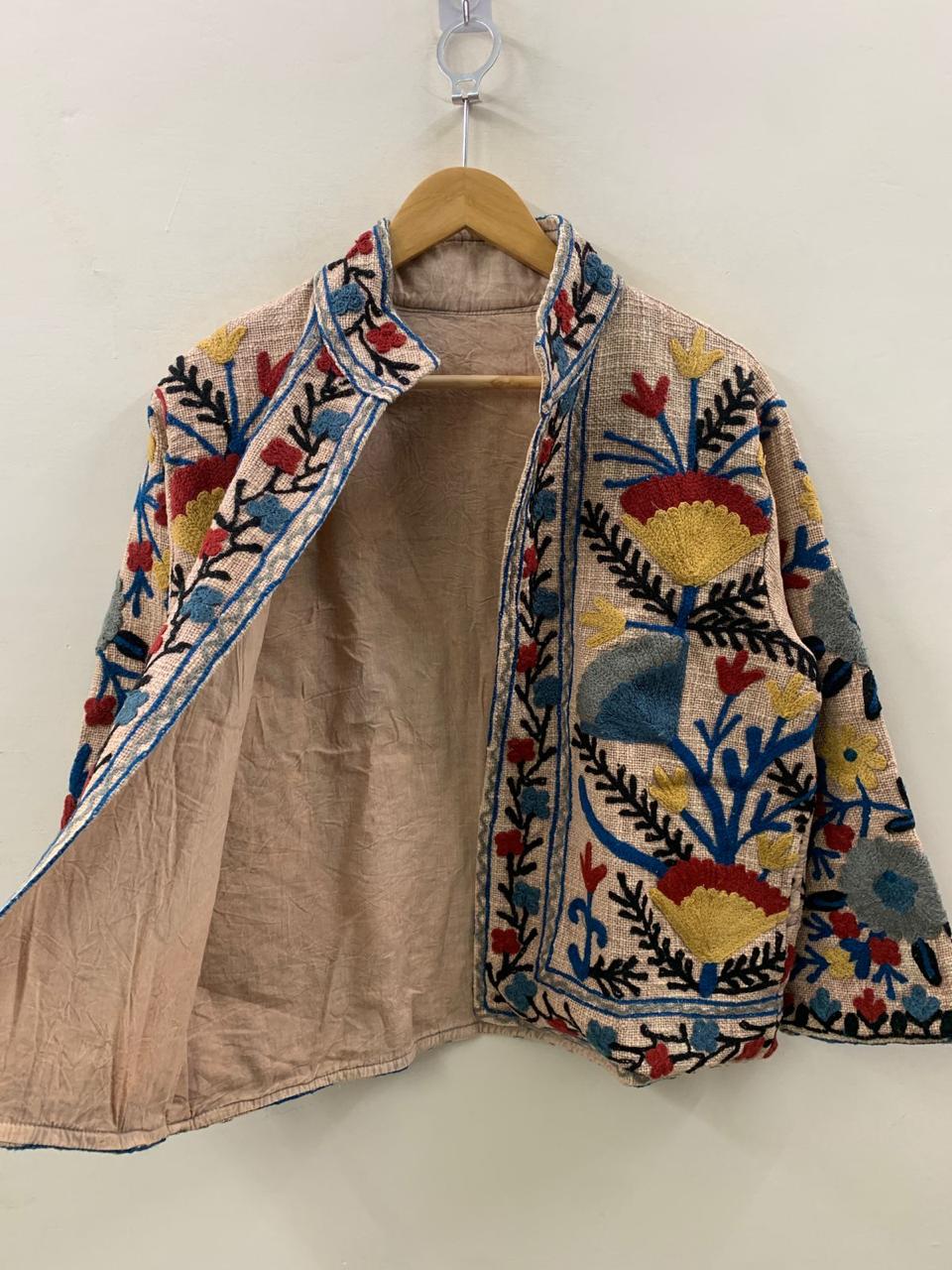 Suzani TNT Short Jacket | Suzani Embroidery Jacket | Winter Wear Women's Coat | Boho Suzani Duster Jacket | Quilted Jacket | Gift for Her