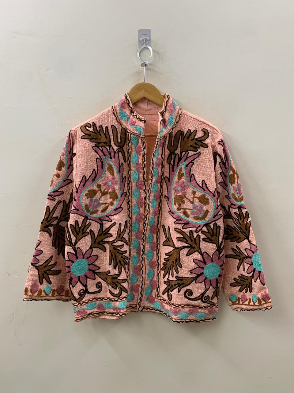 Floral Suzani TNT Fabric Short Jacket | Long Sleeve Spring Bomber Jacket | Gift For Her