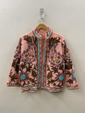 Floral Suzani TNT Fabric Short Jacket | Long Sleeve Spring Bomber Jacket | Gift For Her