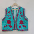 Suzani Velvet Vest | Hand Embroidered Boho Waistcoat | Vintage Floral Sleeveless Jacket | Festival Bohemian Layer | Ethnic Vest